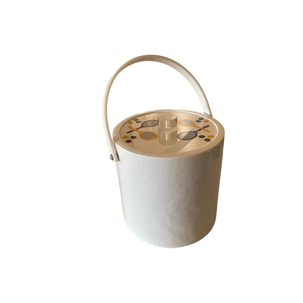 Morgan Designs Bucket Brigade Tennis Themed White Ice Bucket Vintage Aesthetic